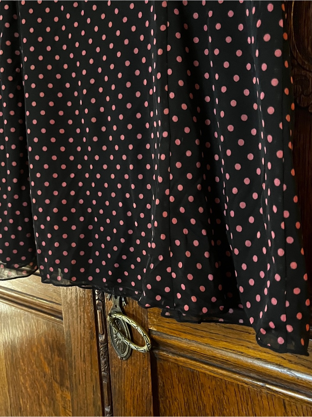Y2K NWT Express Black & Pink Polka Dot A-Line Skirt - Picture 3 of 8